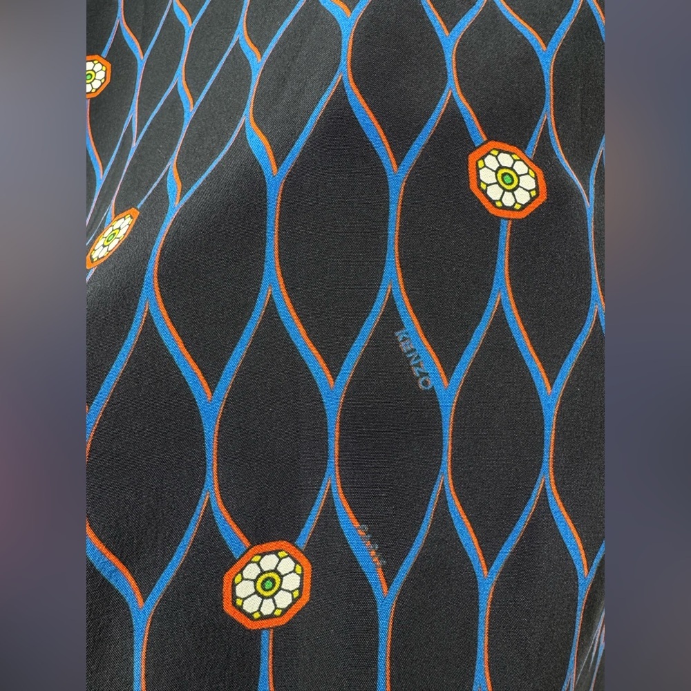 Kenzo x H&M Blue Patterned Silk Dress Size 4 - Picture 4 of 9